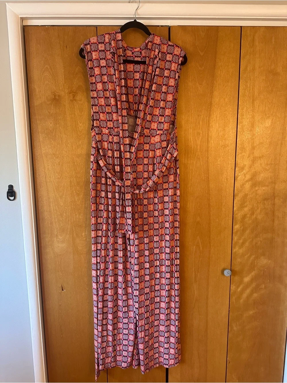 Free People Medium Pink Vibe Check Sun Dial Shaped Halter Wide-Leg Jumpsuit